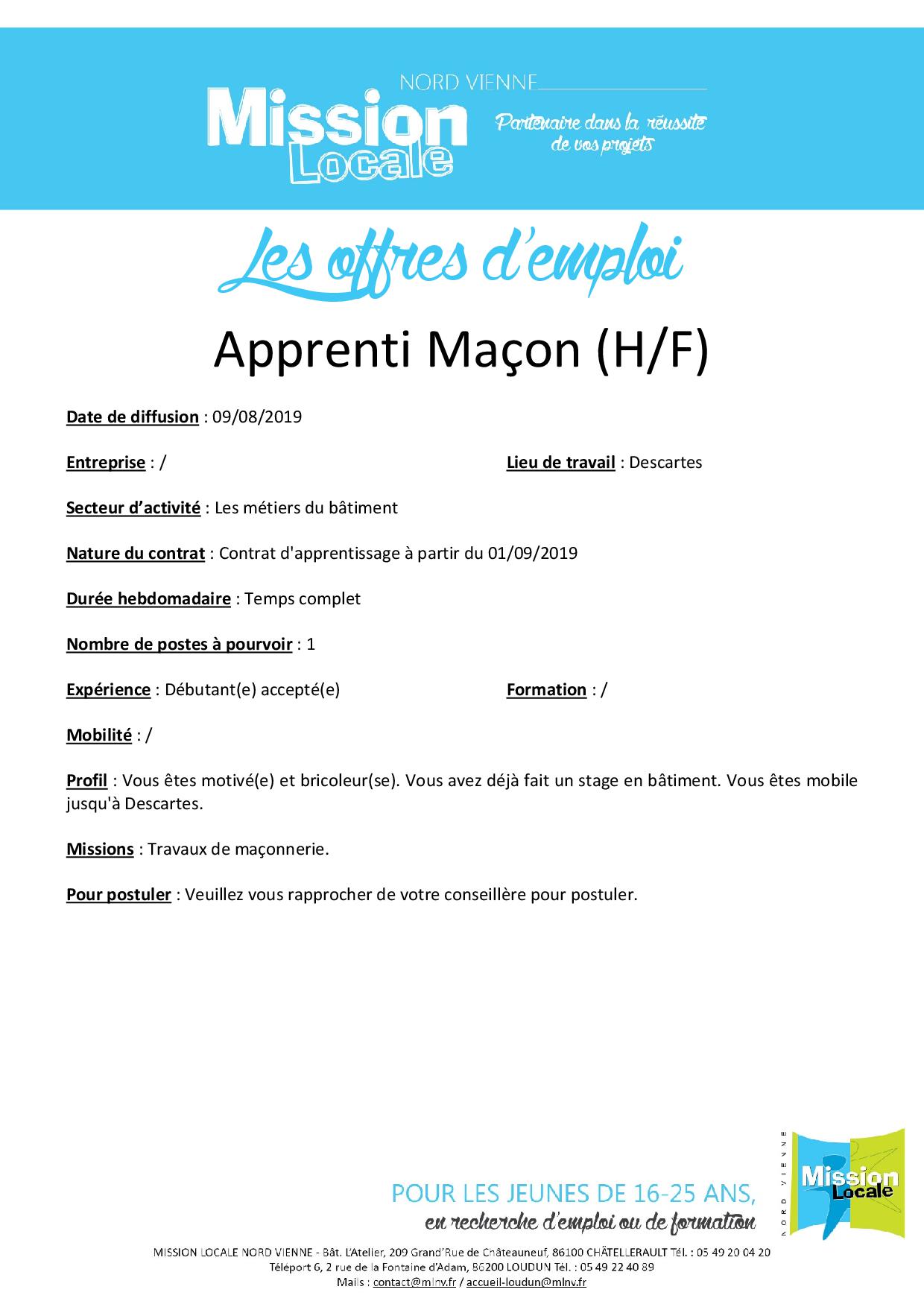 Apprenti maçon (H/F)