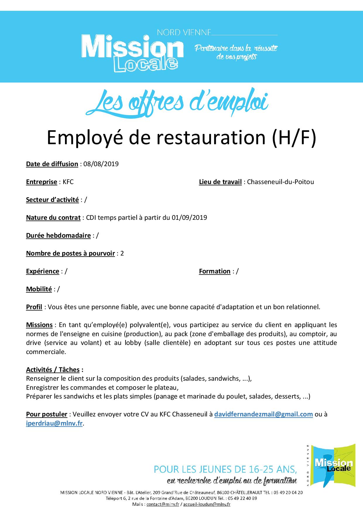 Employé de restauration (H/F)