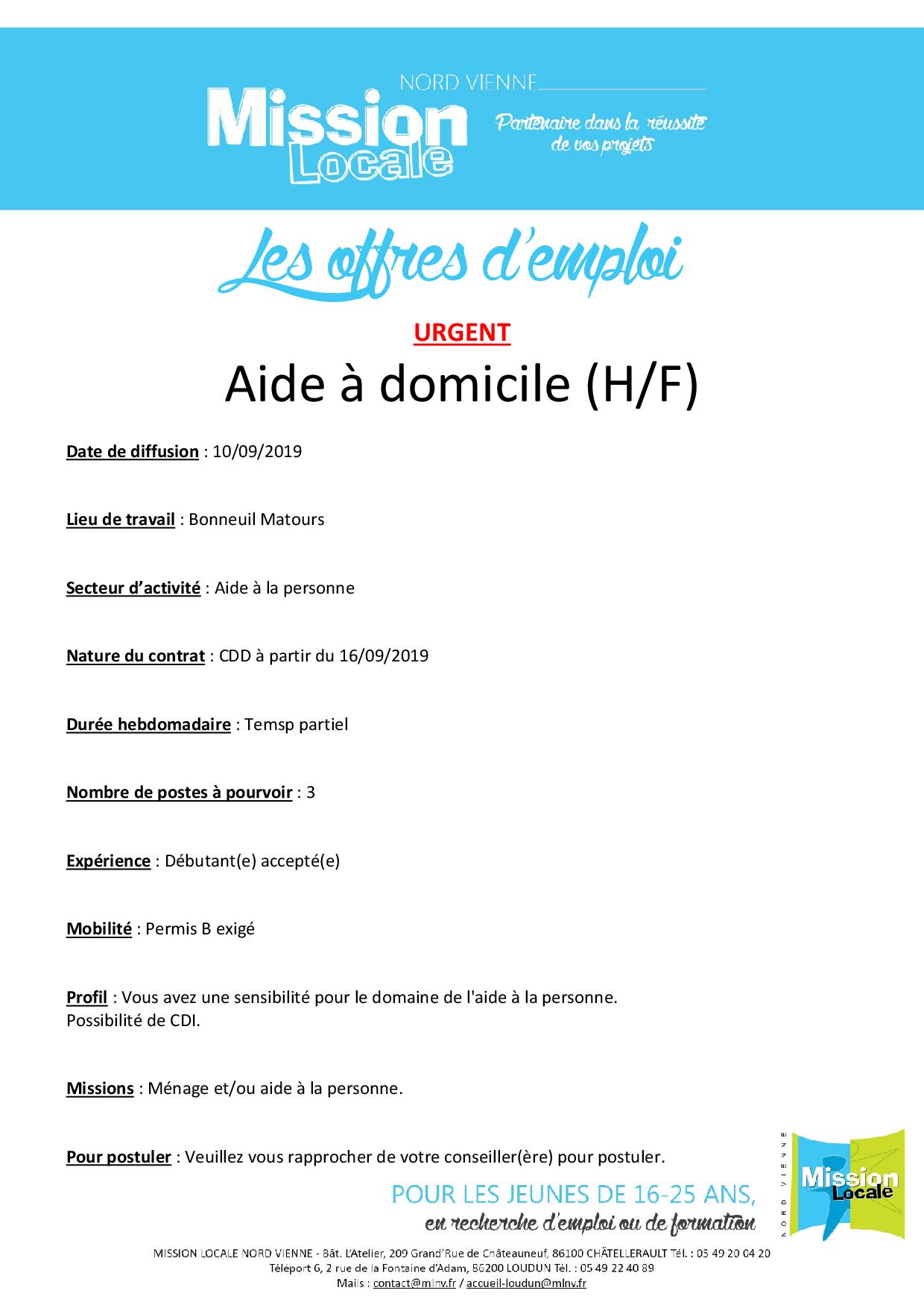 Aide à la personne (H/F)