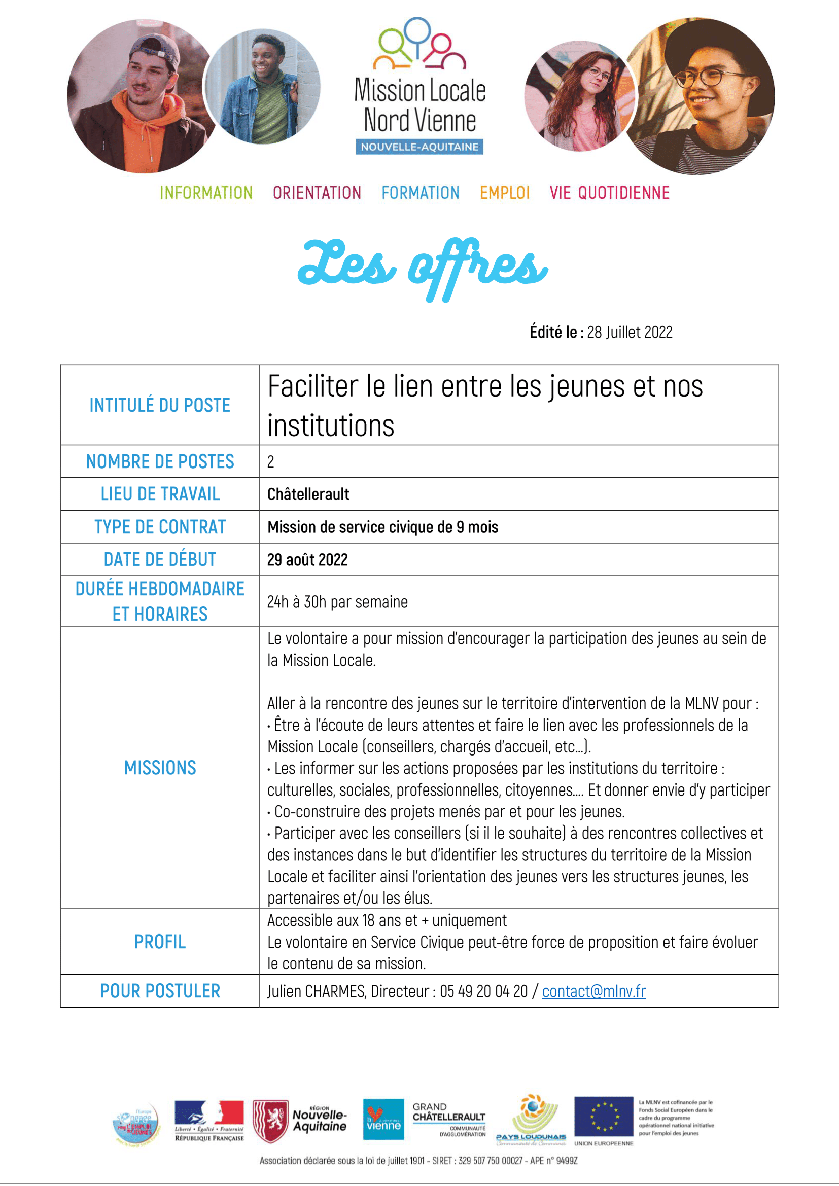 Faciliter le lien entre les jeunes et la Mission Locale (H/F)