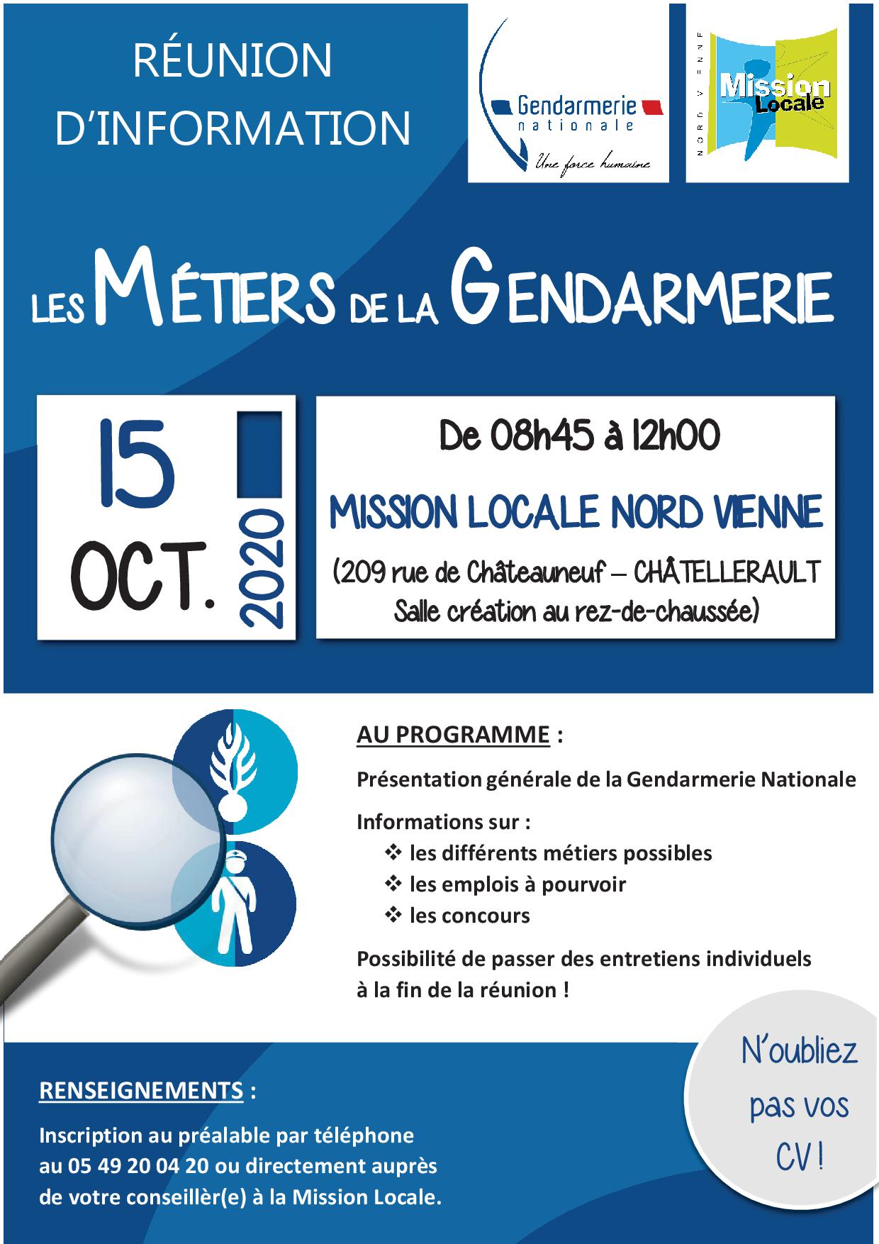 RÉUNION D’INFORMATION  : LES MÉTIERS DE LA GENDARMERIE