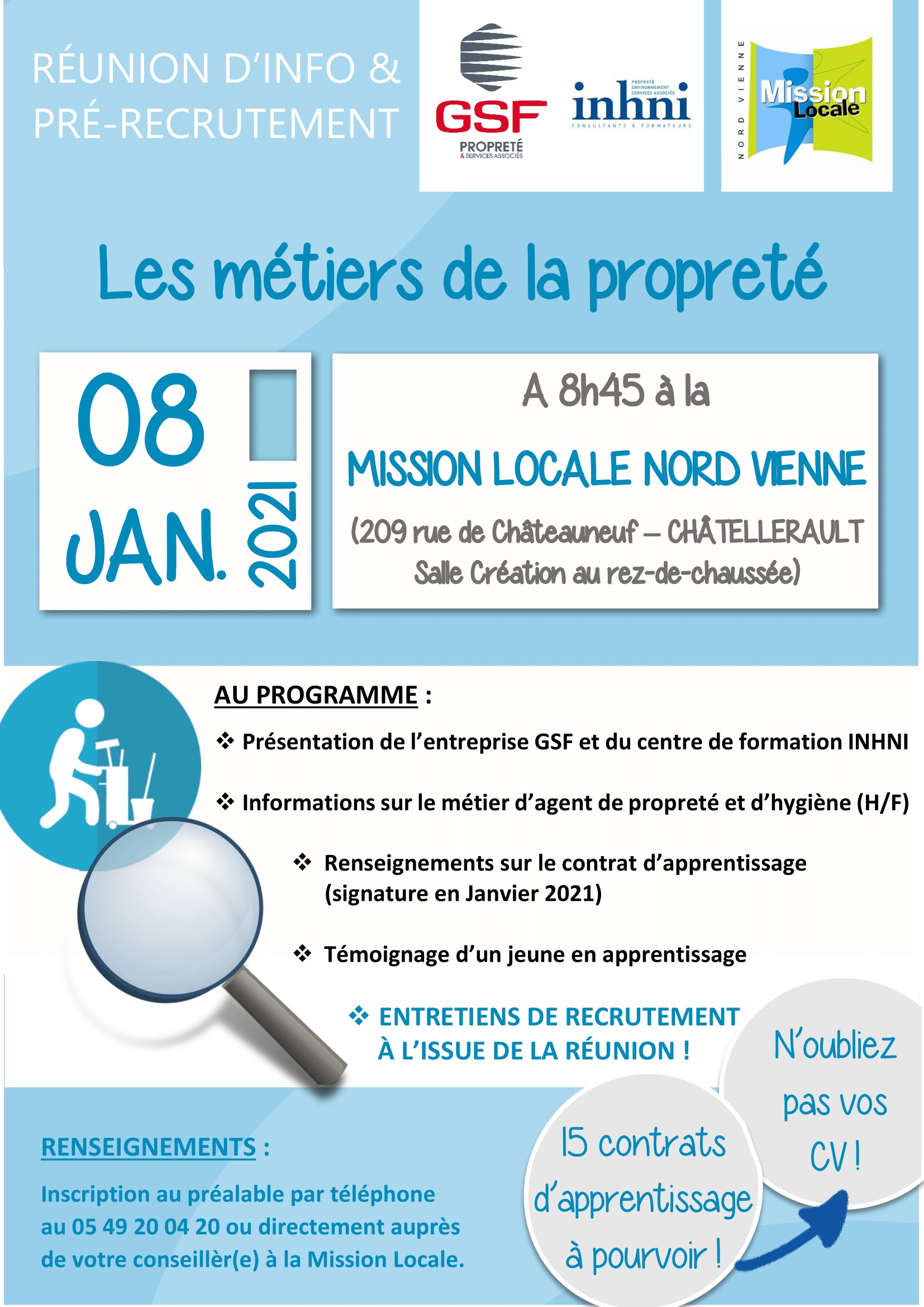 RÉUNION D’INFORMATION : Les métiers de la propreté