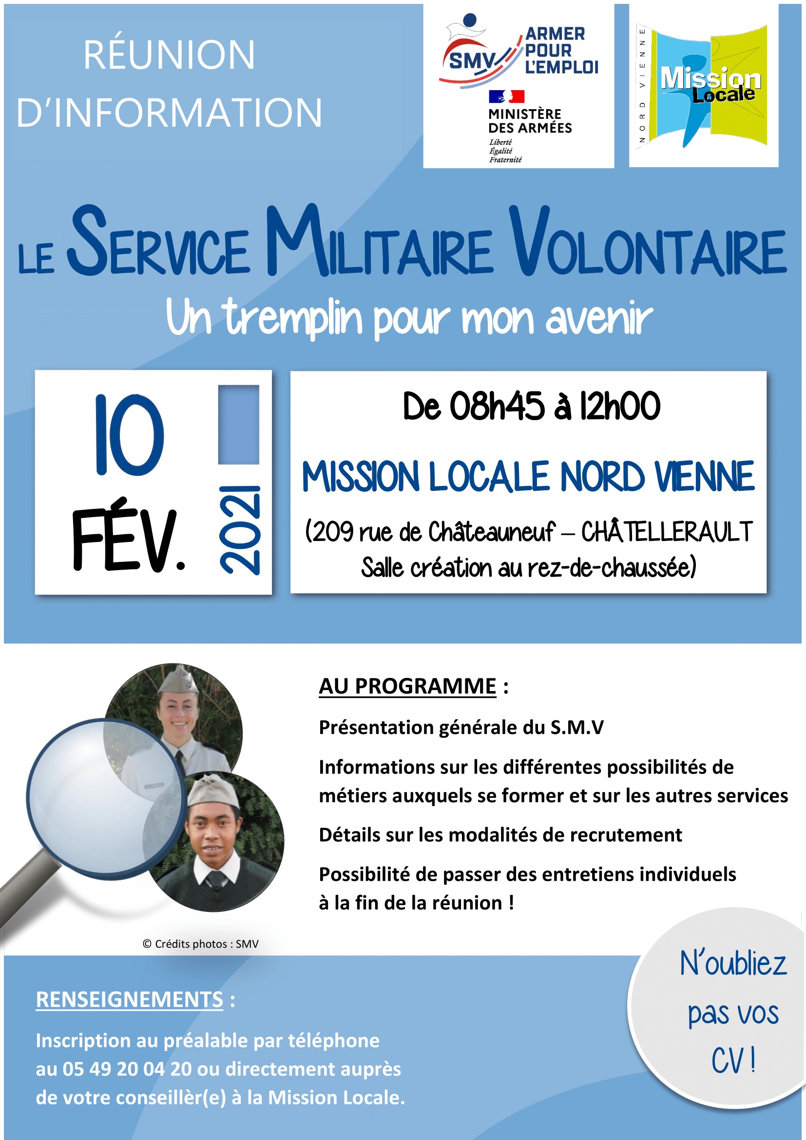 Information collective le Service Militaire Volontaire