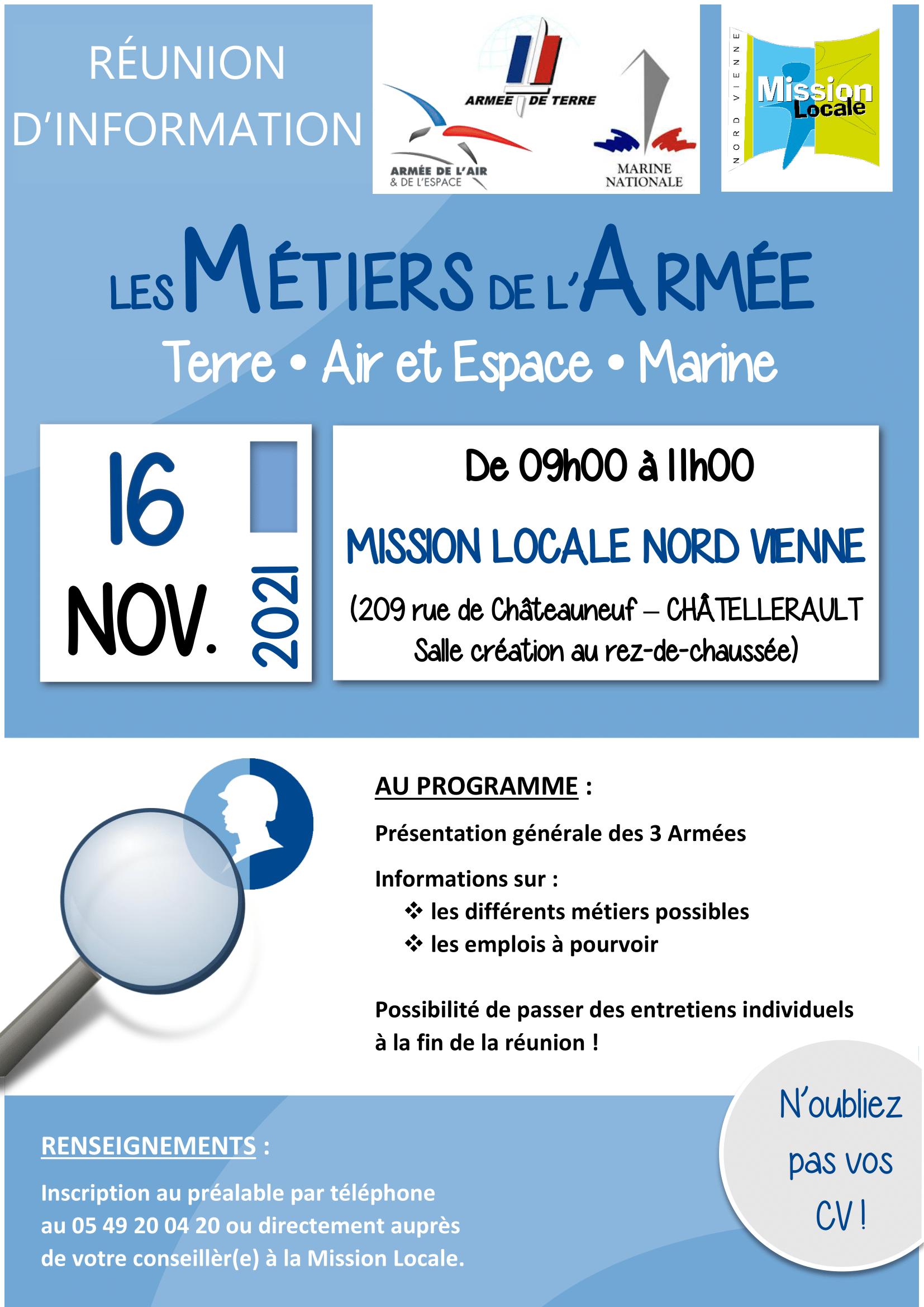 Réunion d’informations : Les métiers de l’Armée
