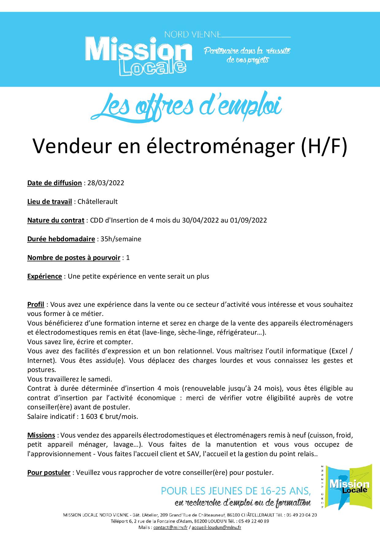 Vendeur en électroménager (H/F)