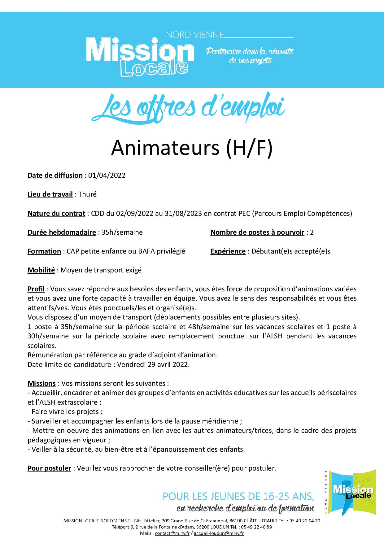 Animateurs (H/F)