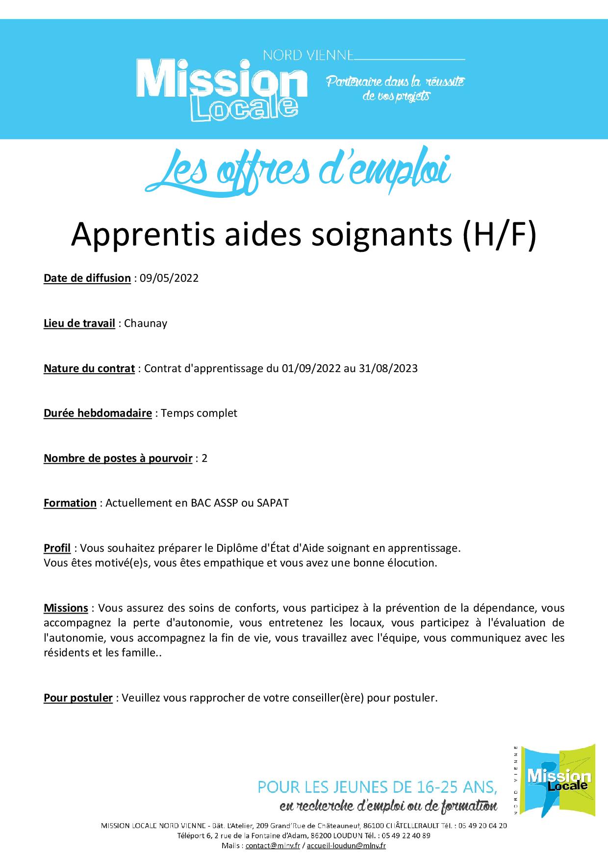 Apprentis aides soignants (H/F)