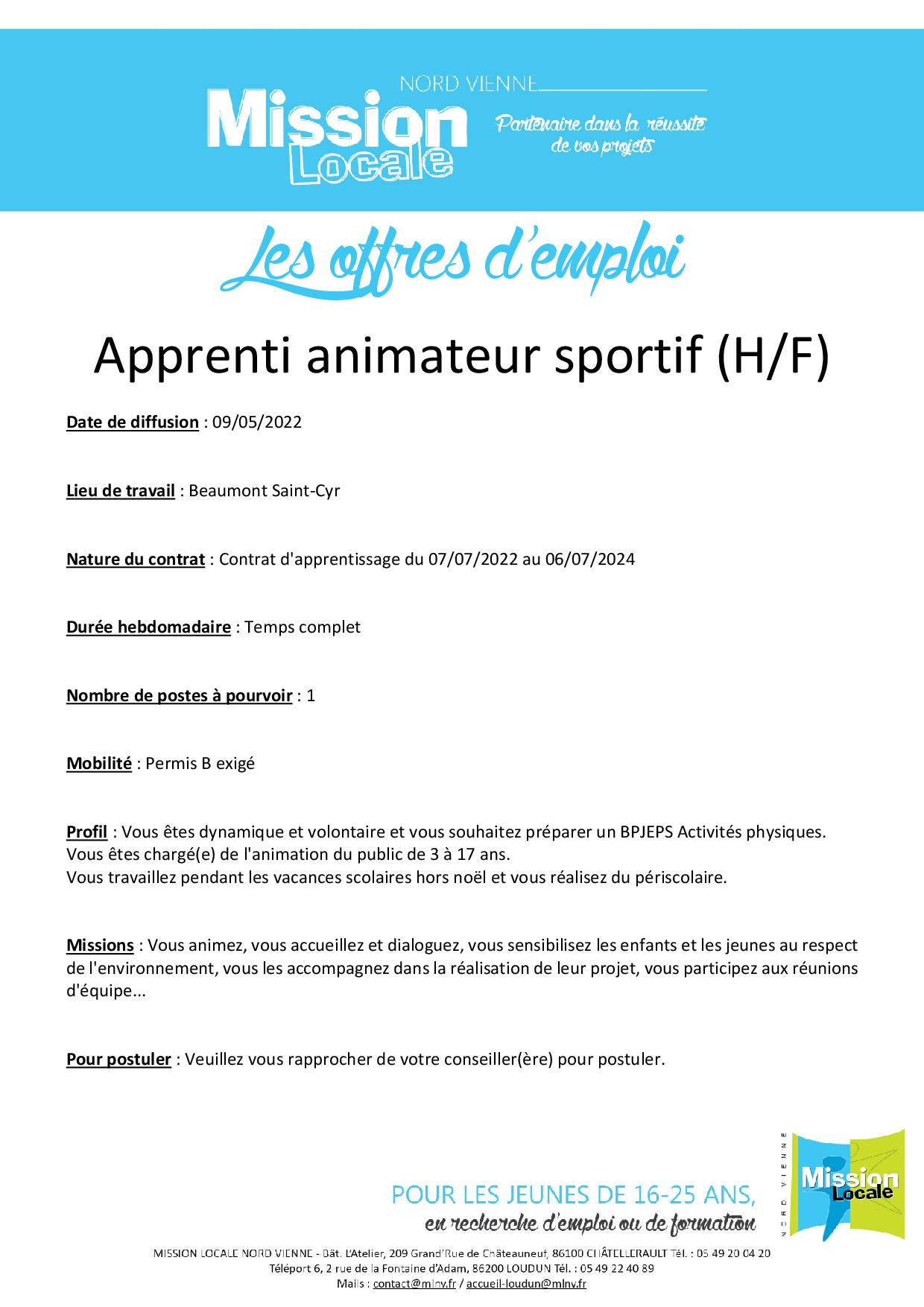 Apprenti animateur sportif (H/F)
