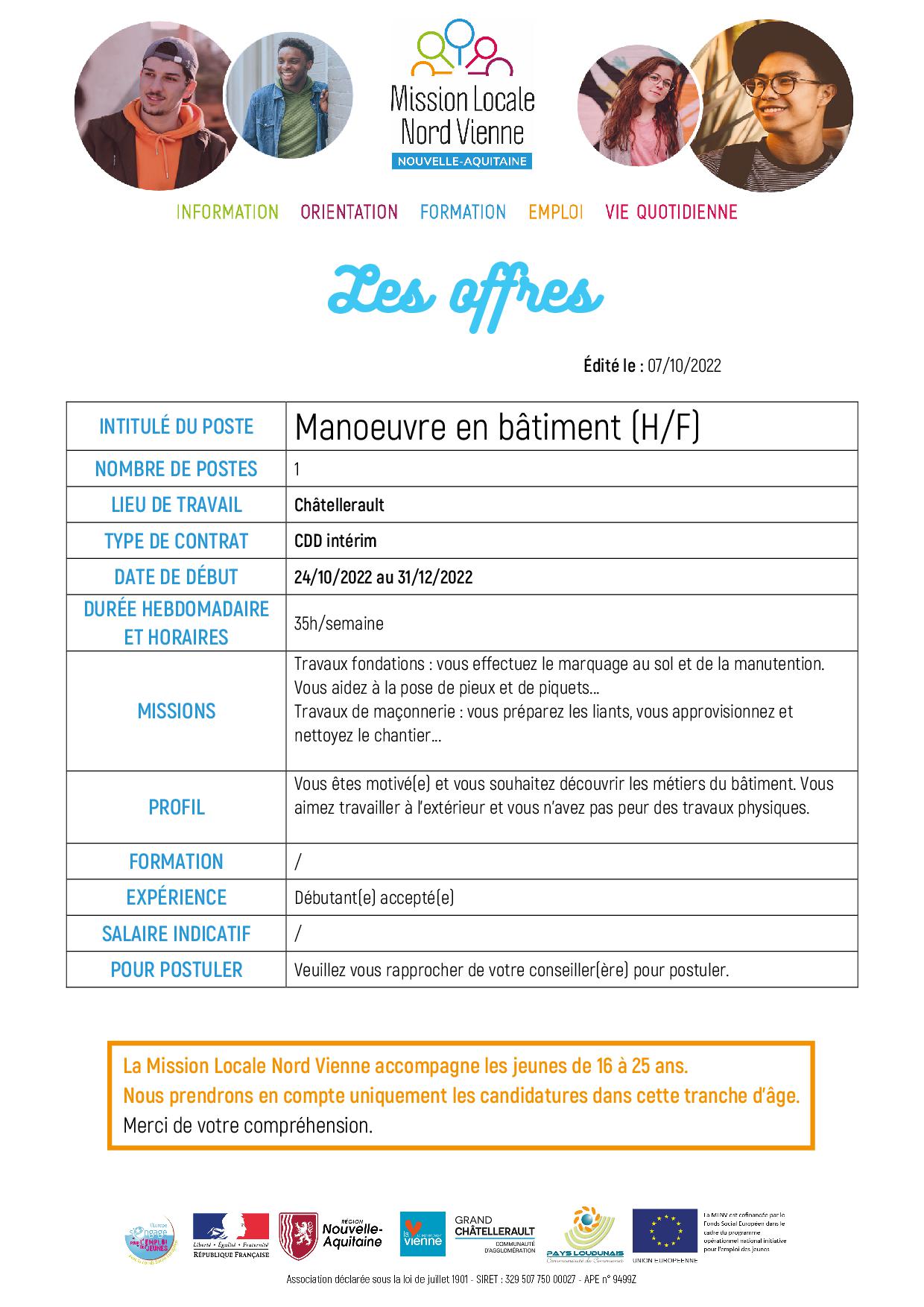 Manœuvre en bâtiment (H/F)