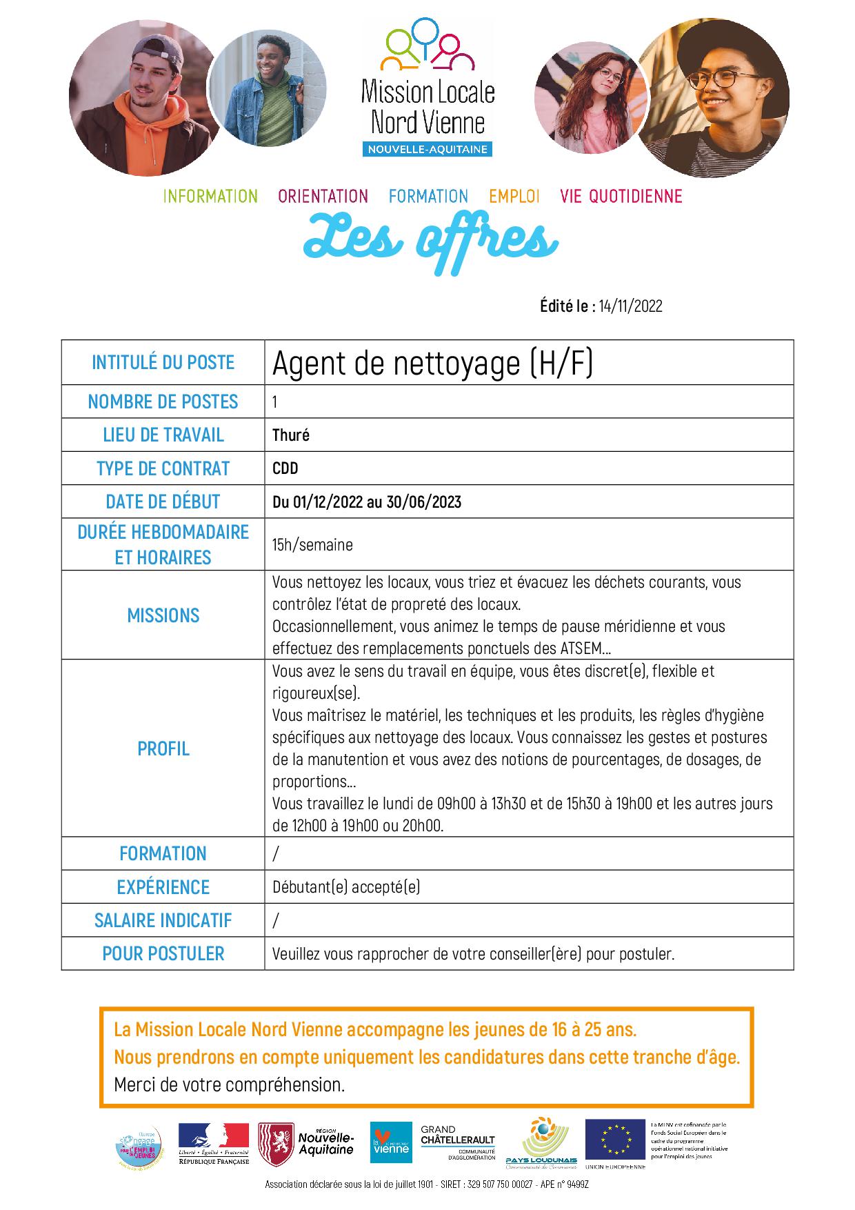 Agent de nettoyage (H/F)