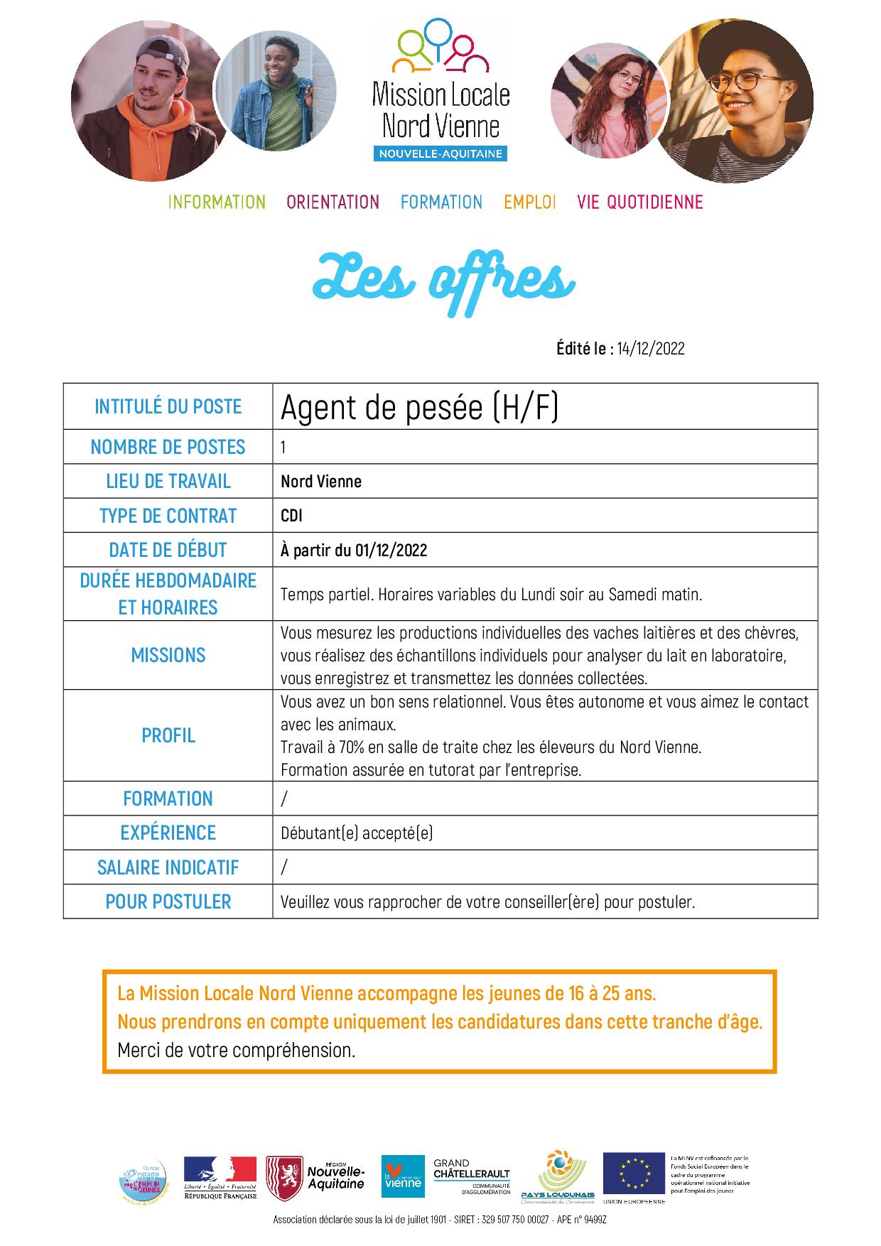 Agent de pesée (H/F)