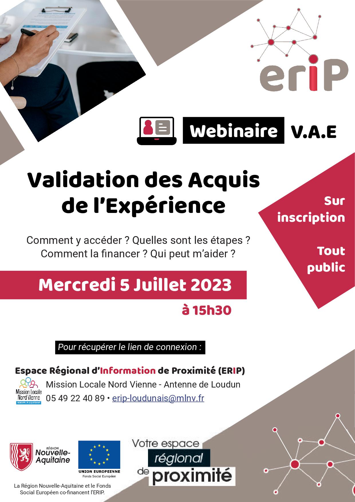 ERIP Loudunais 💻 𝗪𝗘𝗕𝗜𝗡𝗔𝗜𝗥𝗘 sur LA VALIDATION DES ACQUIS DE L’EXPÉRIENCE !