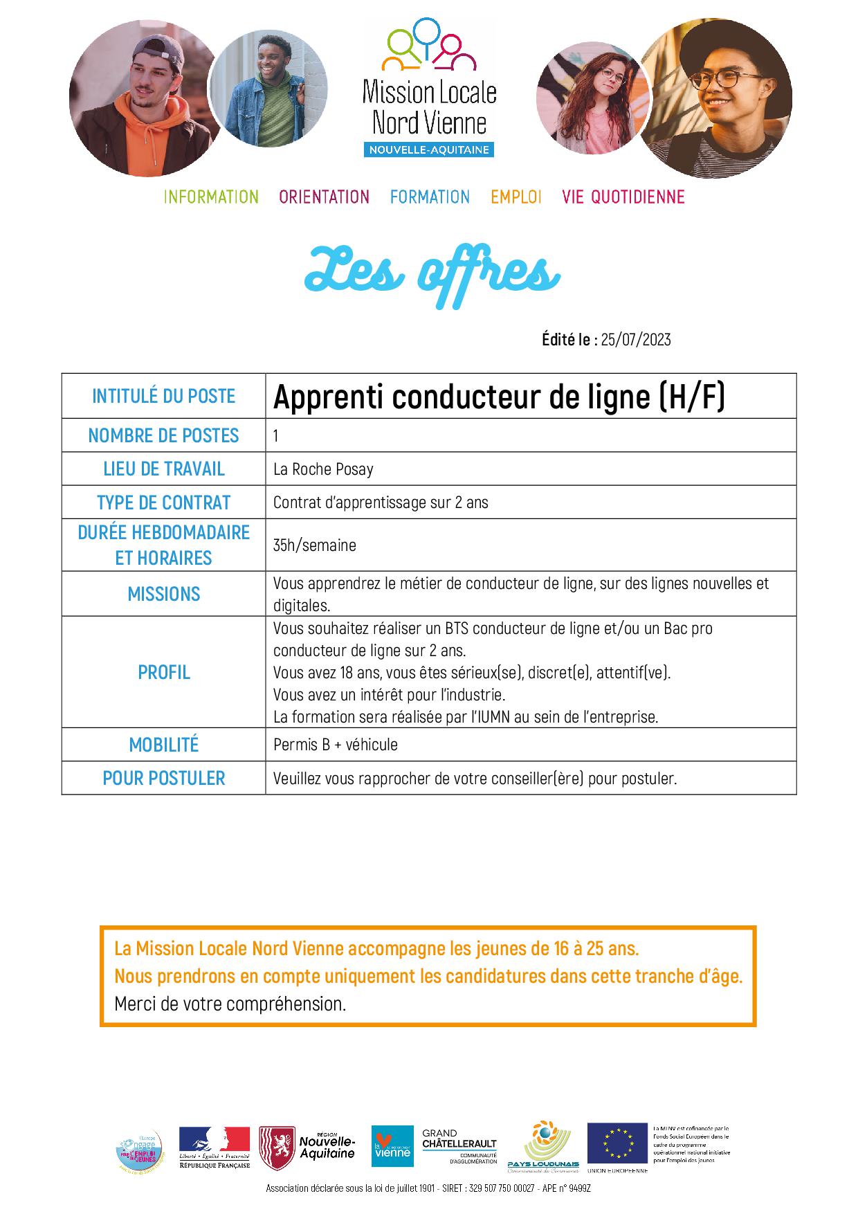Apprenti conducteur de ligne (H/F)