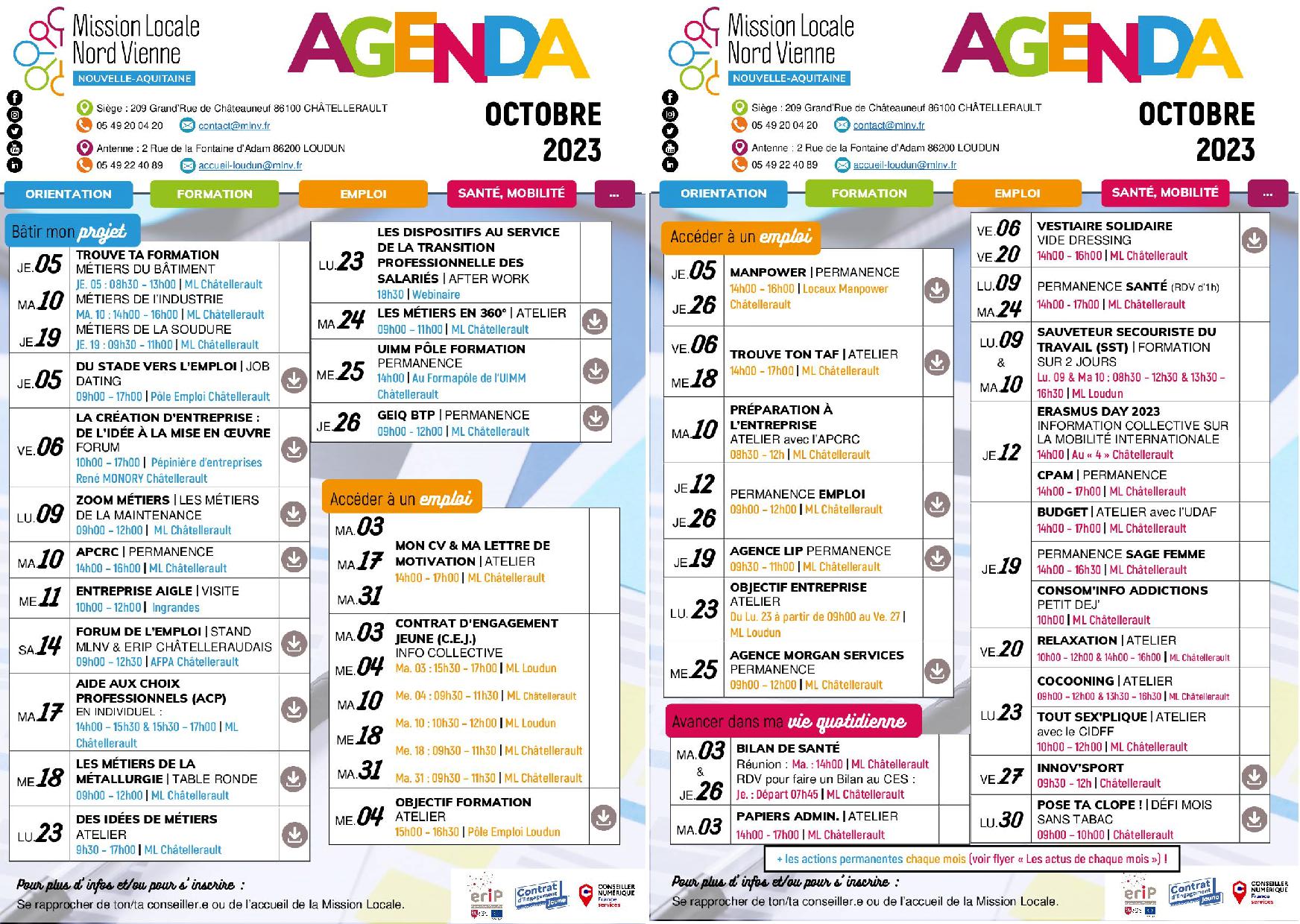 L’AGENDA D’OCTOBRE 2023 !