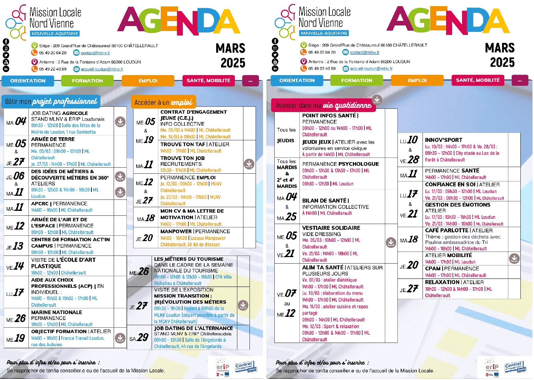 L’AGENDA DE MARS 2025 !