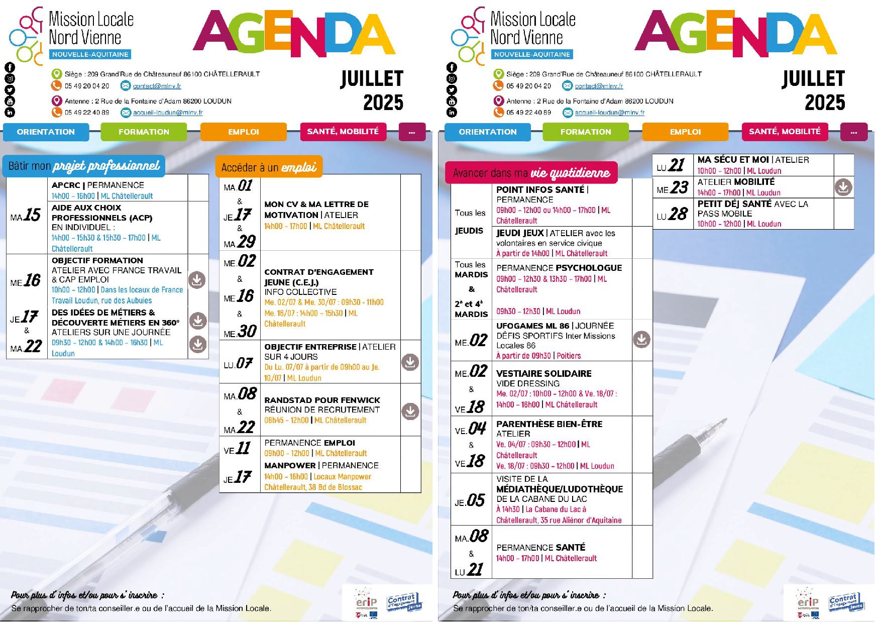 L’AGENDA DE JUILLET 2025 !
