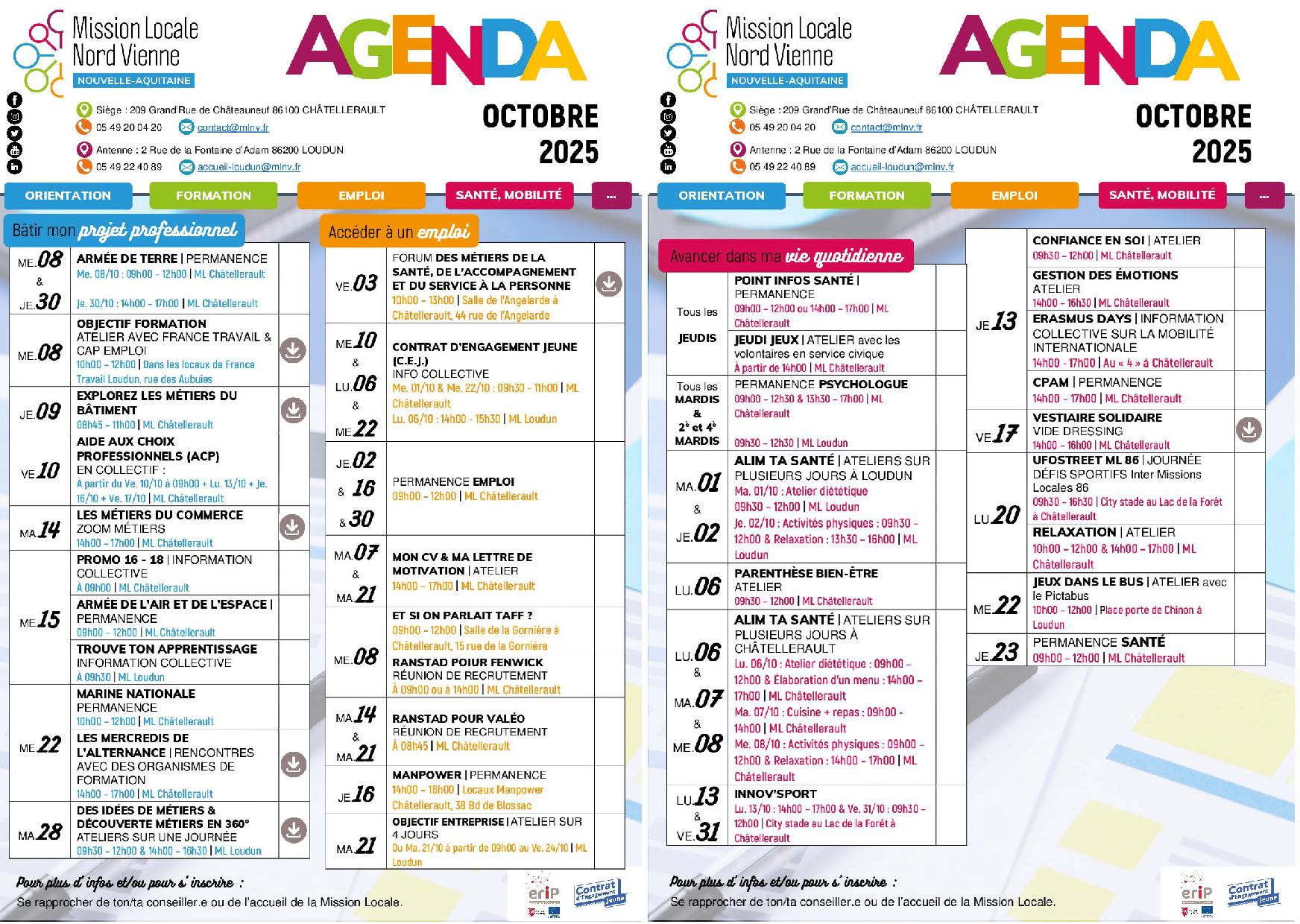 L’AGENDA D’OCTOBRE 2025 !