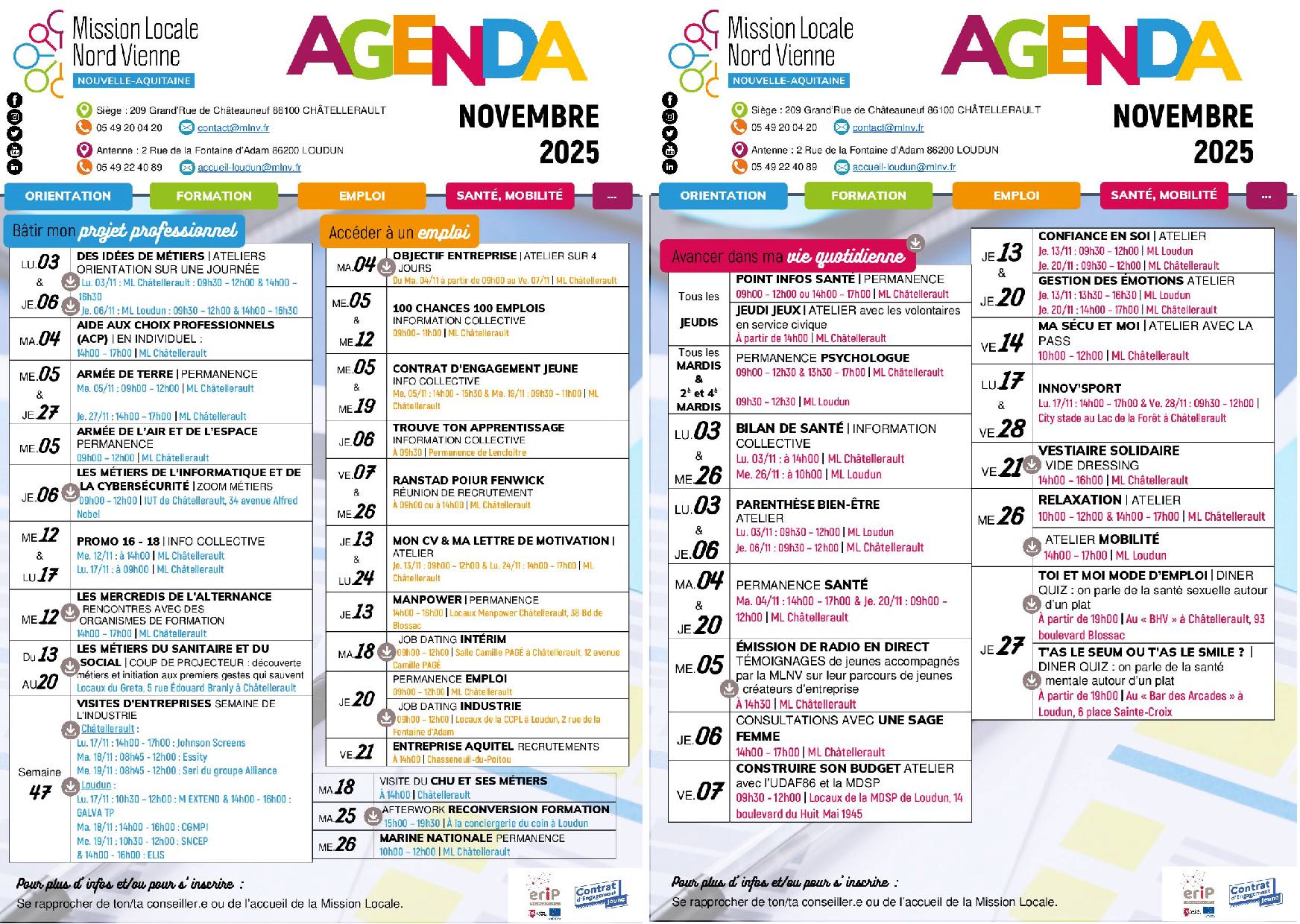 L’AGENDA DE NOVEMBRE 2025 !