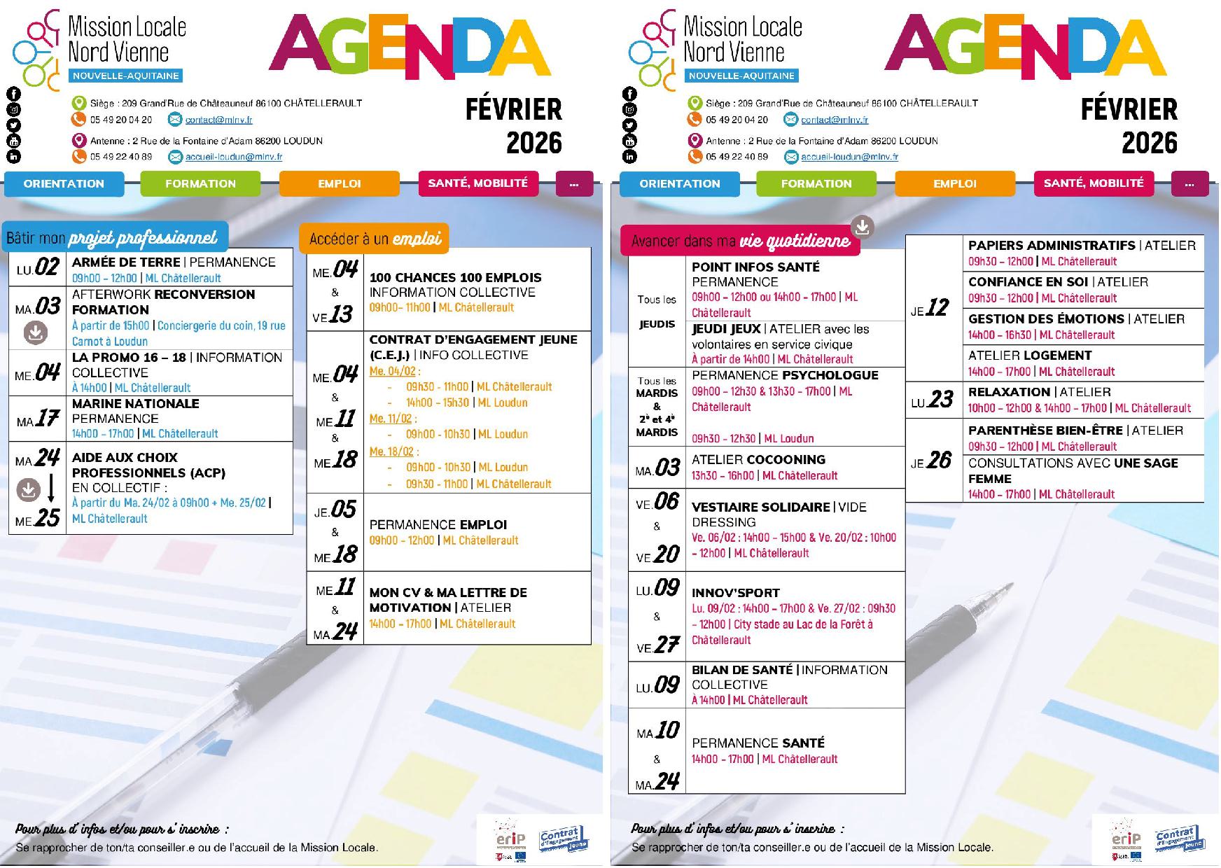 L’AGENDA DE FÉVRIER 2026 !