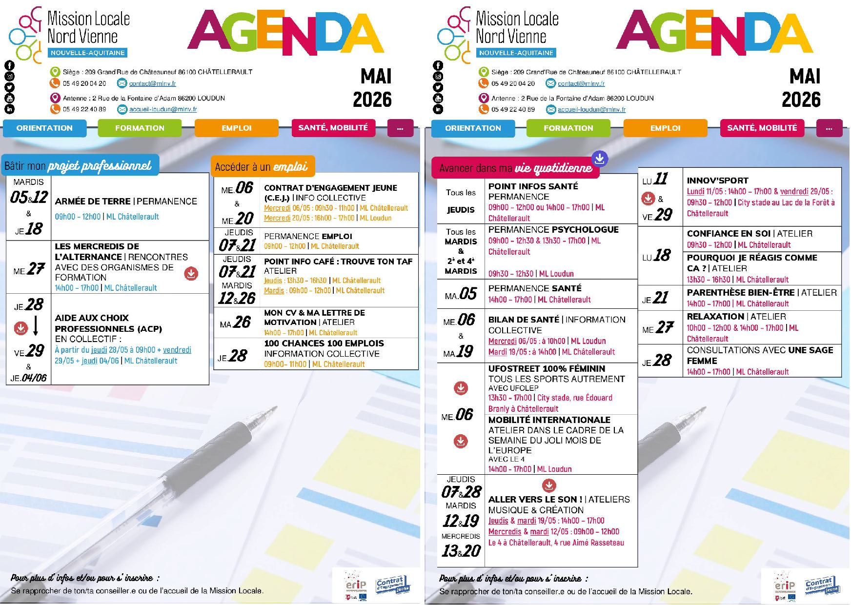 L’AGENDA DE MAI 2026 !