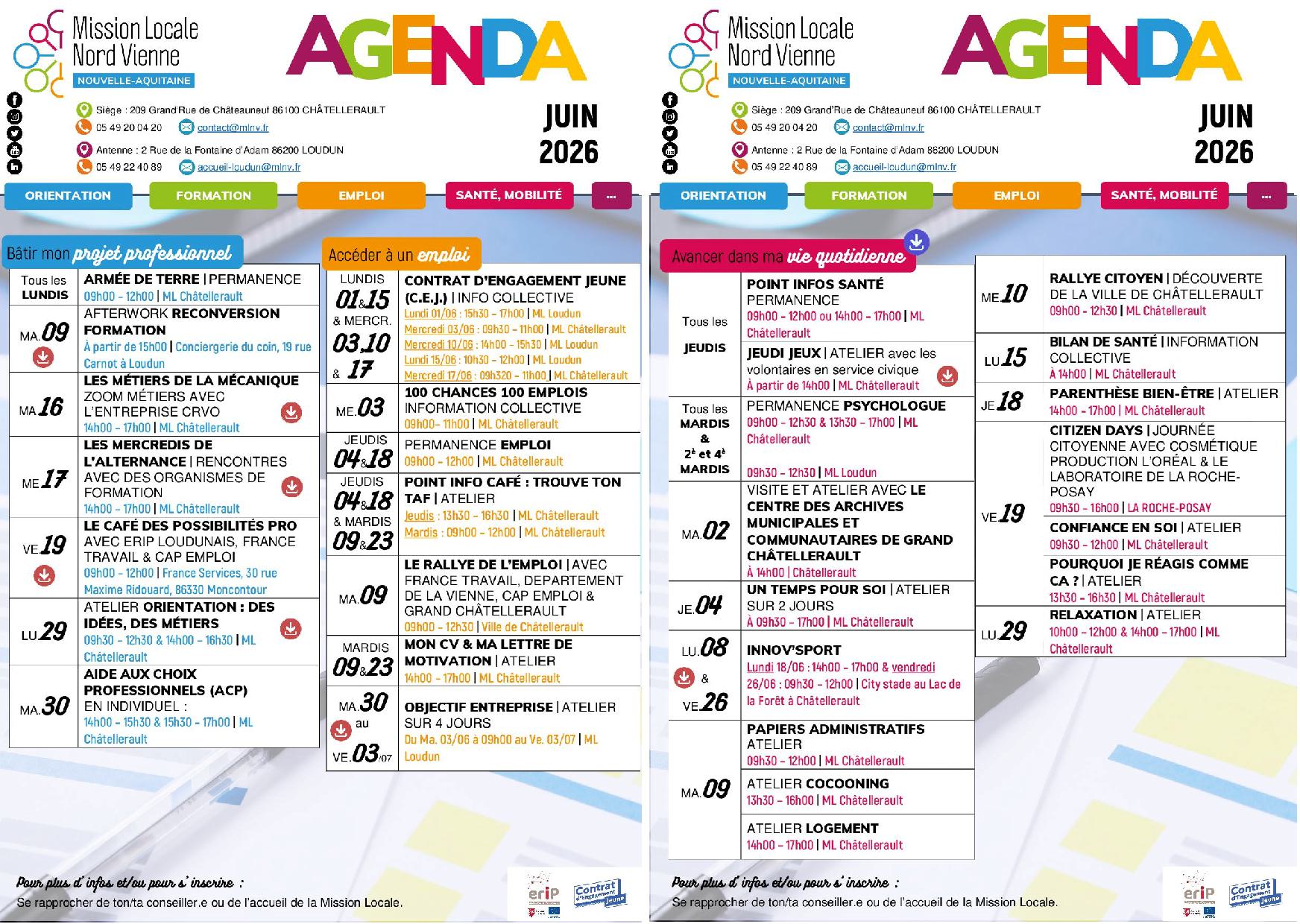L’AGENDA DE JUIN 2026 !
